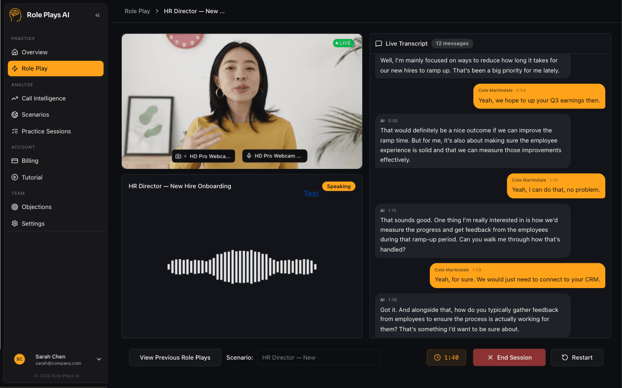 AI-powered practice session in progress