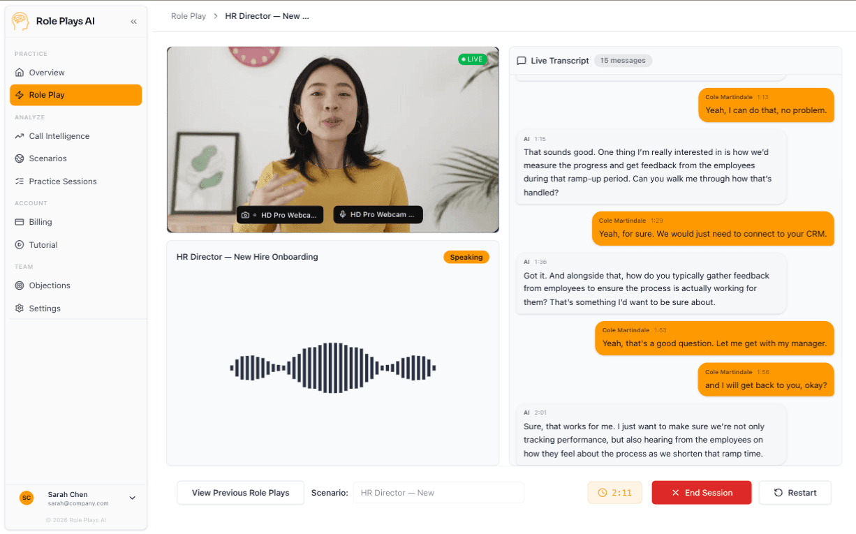 AI-powered practice session in progress